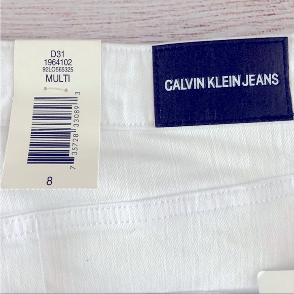 CALVIN KLEIN White Jean Skirt Size 8 - Picture 3 of 6